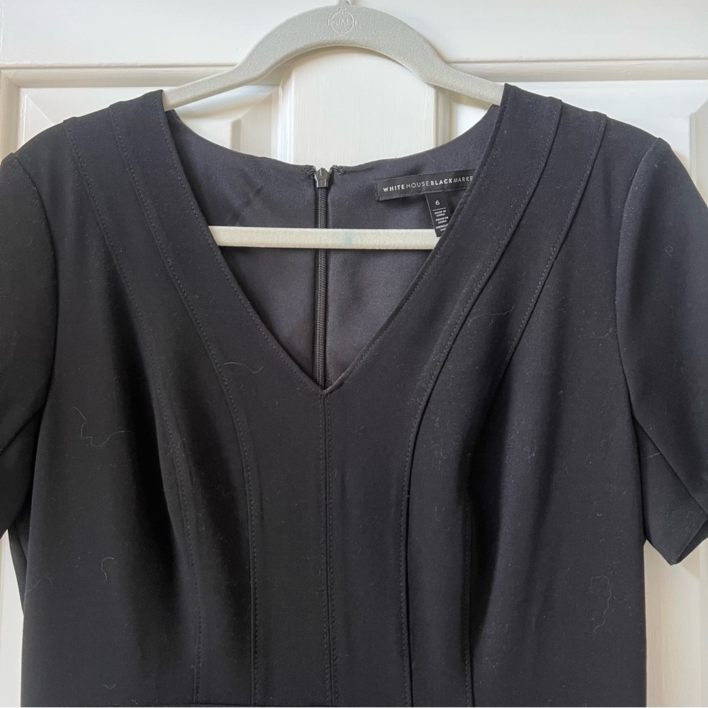 White House Black Market Black Sheath Mini Dress V-Neck - Picture 2 of 8